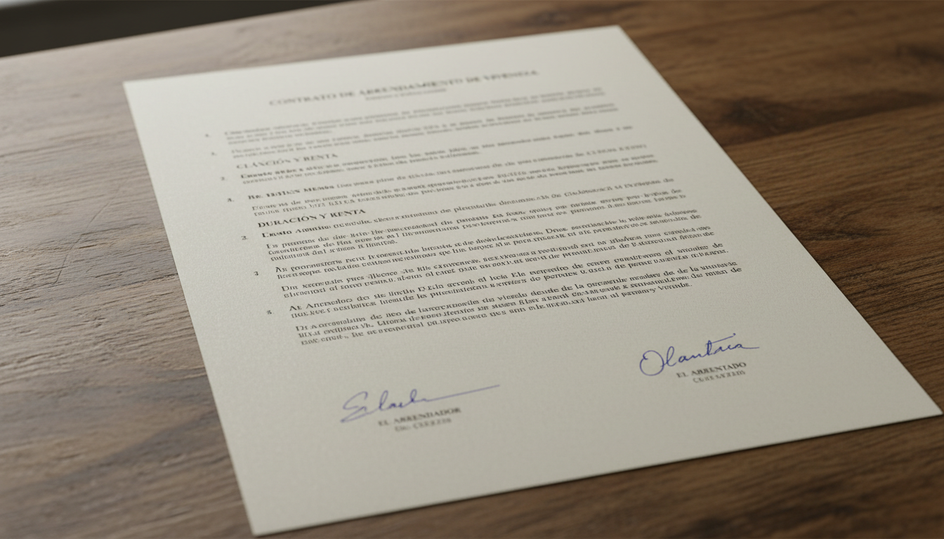 Spanish rental contract document close-up