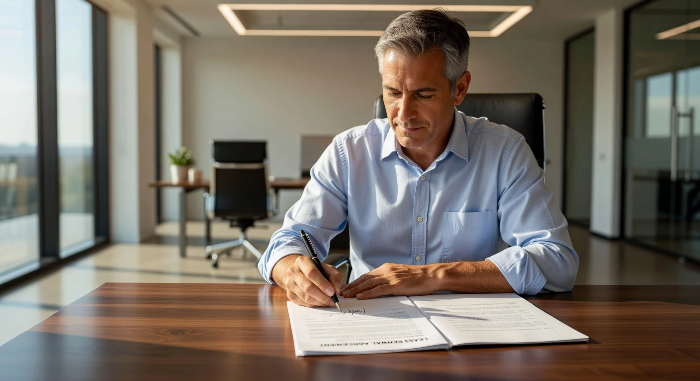 Person signing lease renewal contract