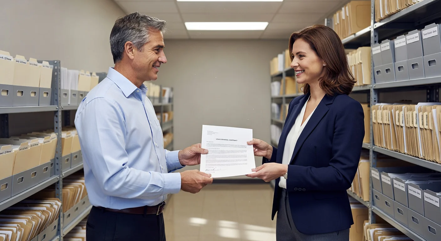 Handing over signed lease documents