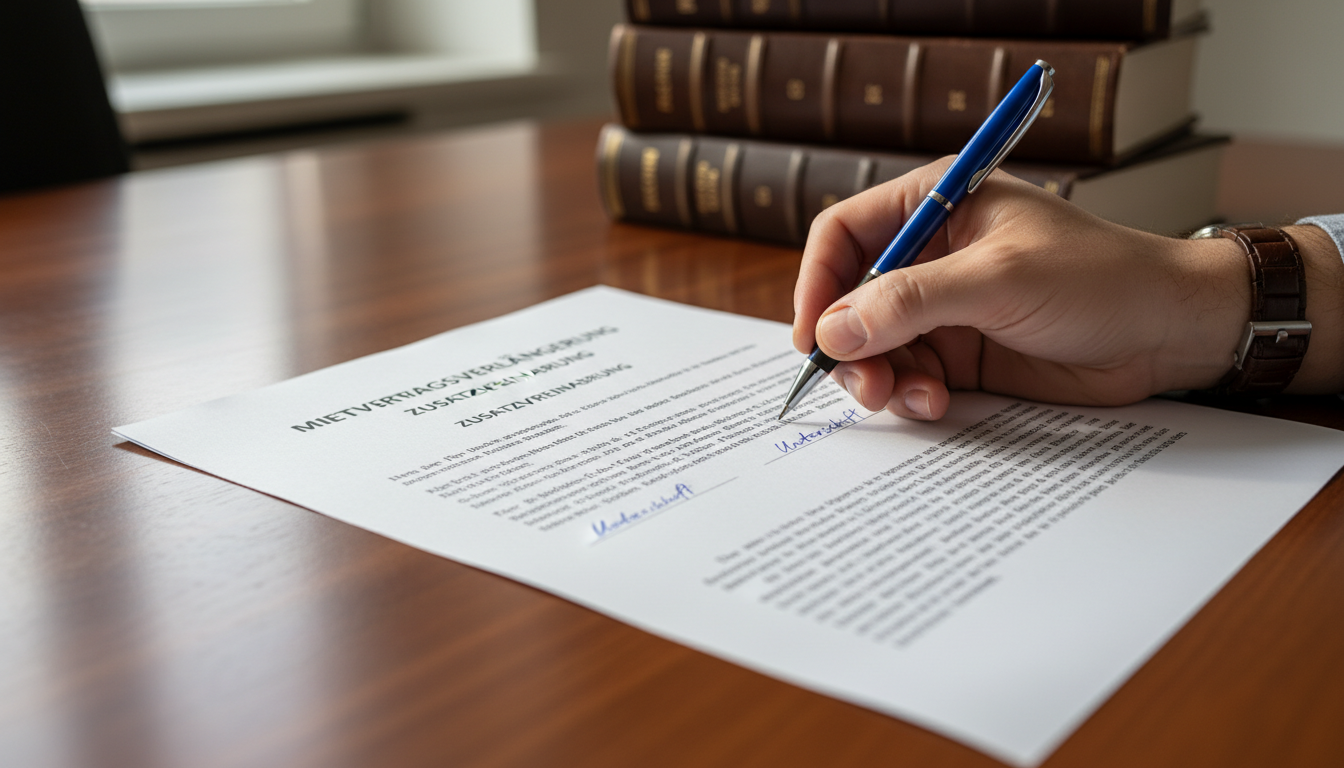 Signing a Mietverlängerungsvertrag agreement.
