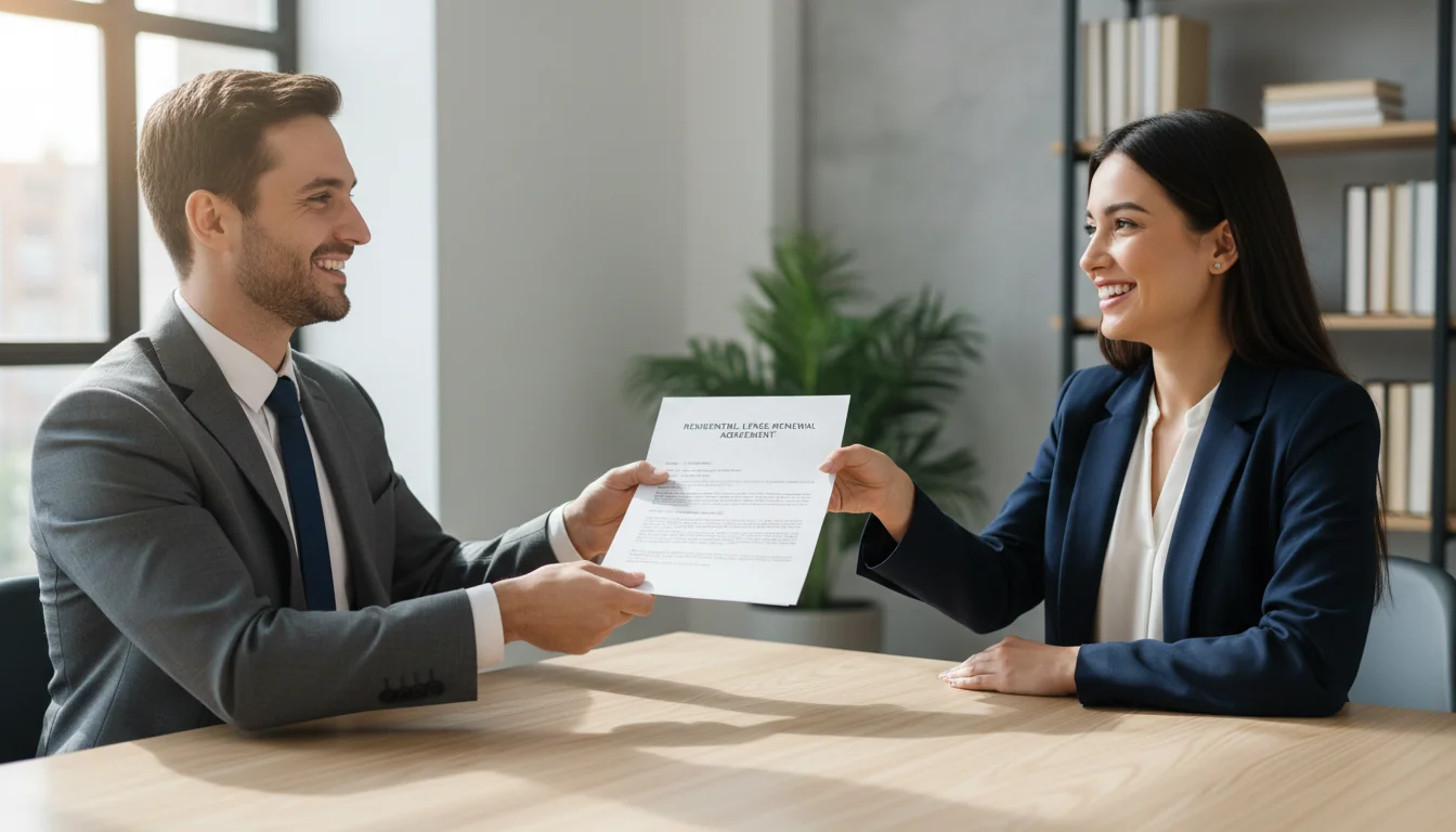 Signing a lease renewal agreement