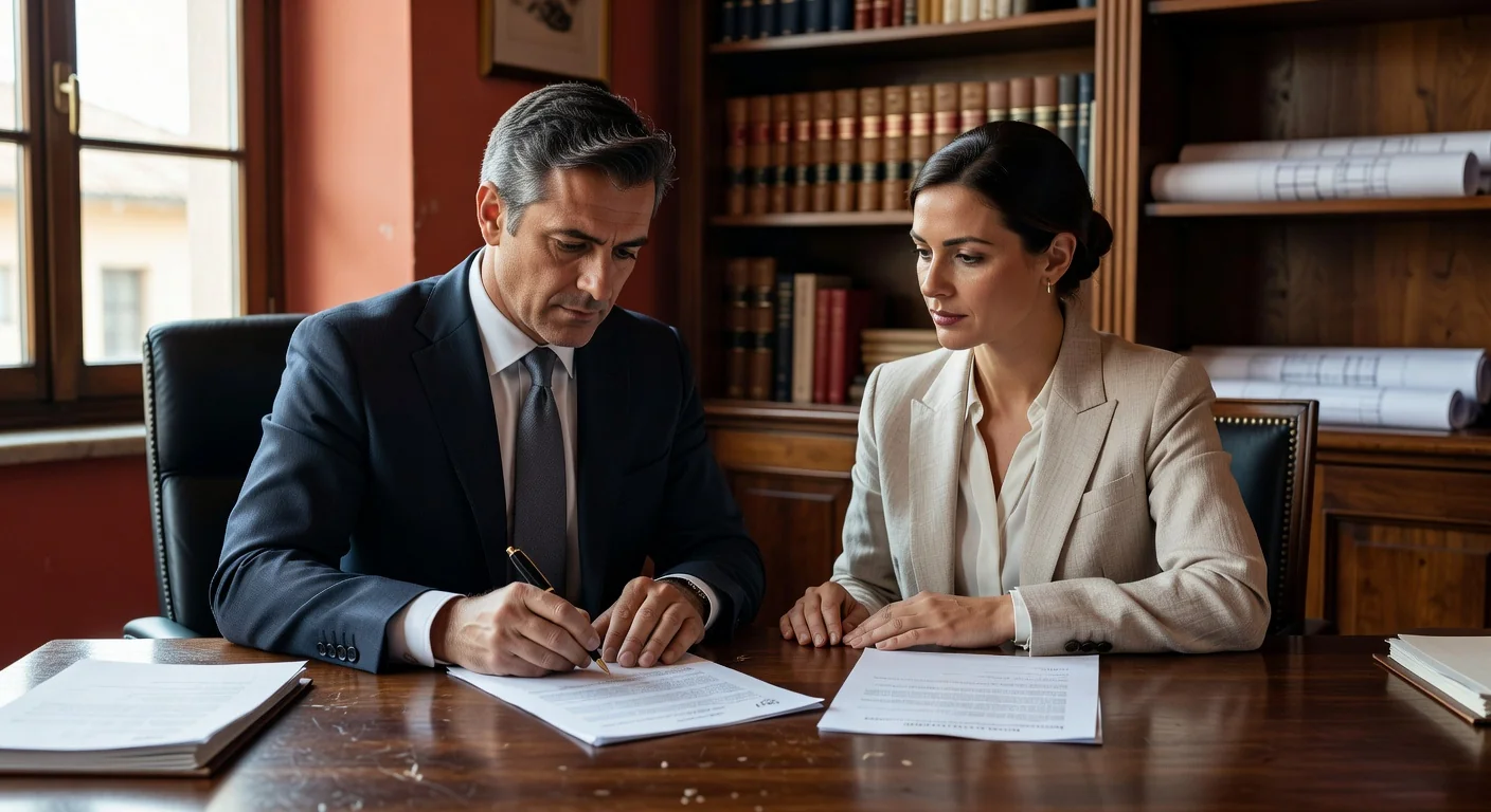 Italian rental contract signing scene