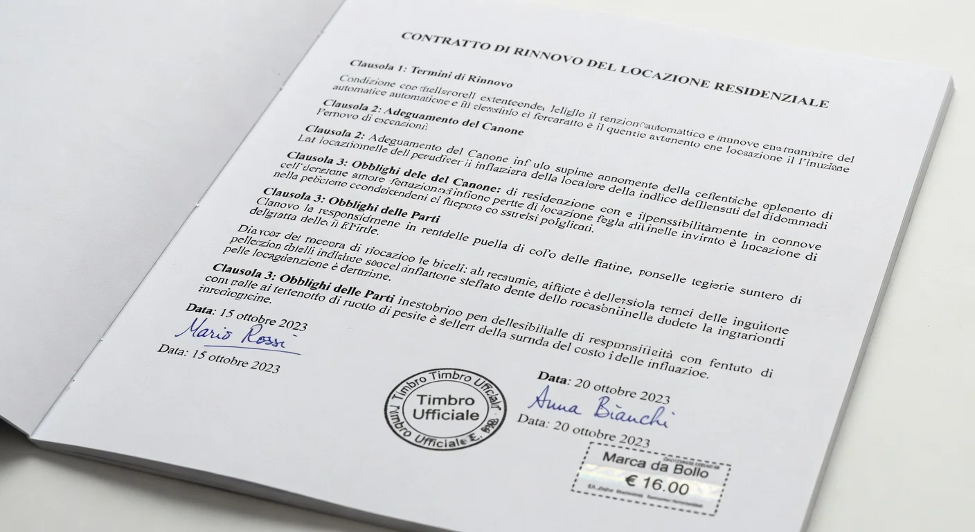 Renewed lease agreement document close-up