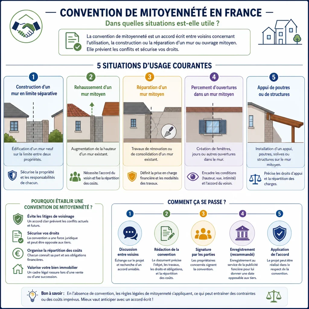Situations d\u2019usage d\u2019une convention de mitoyenneté