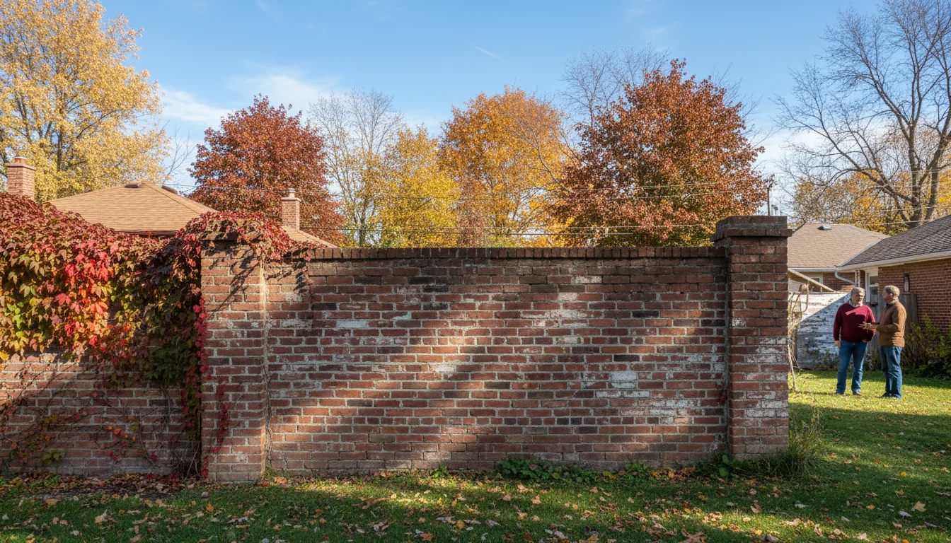 Brick party wall between houses