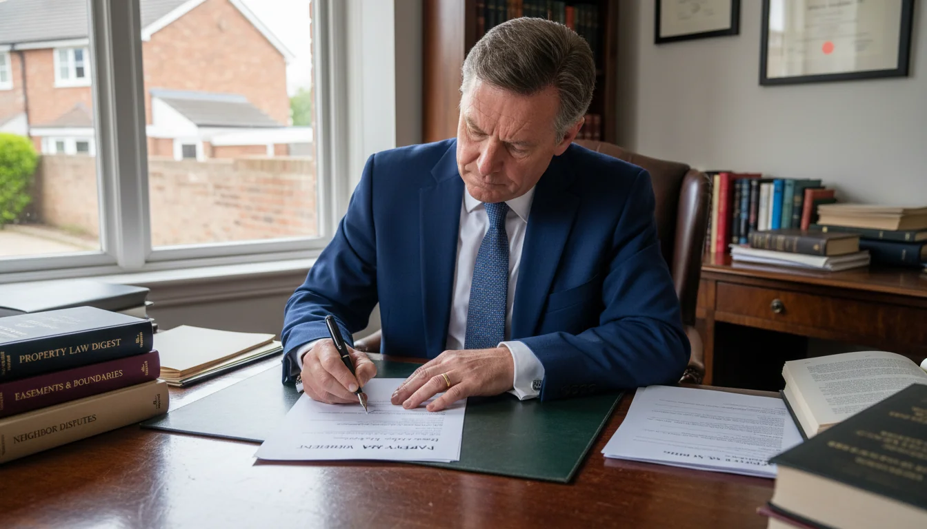 Drafting party wall agreement at desk