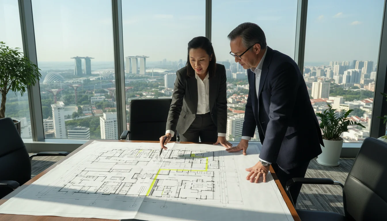 Architects discussing party wall plans