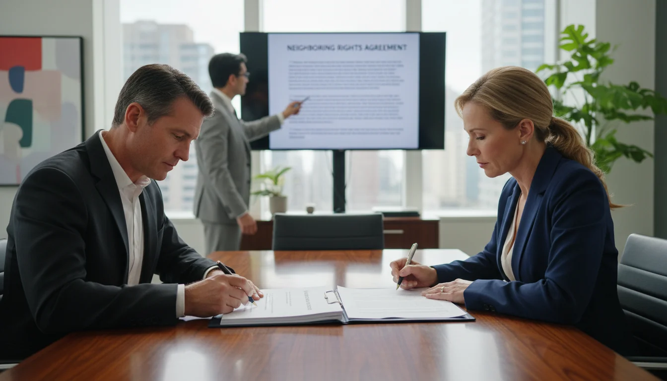 Disputing neighbors signing agreement