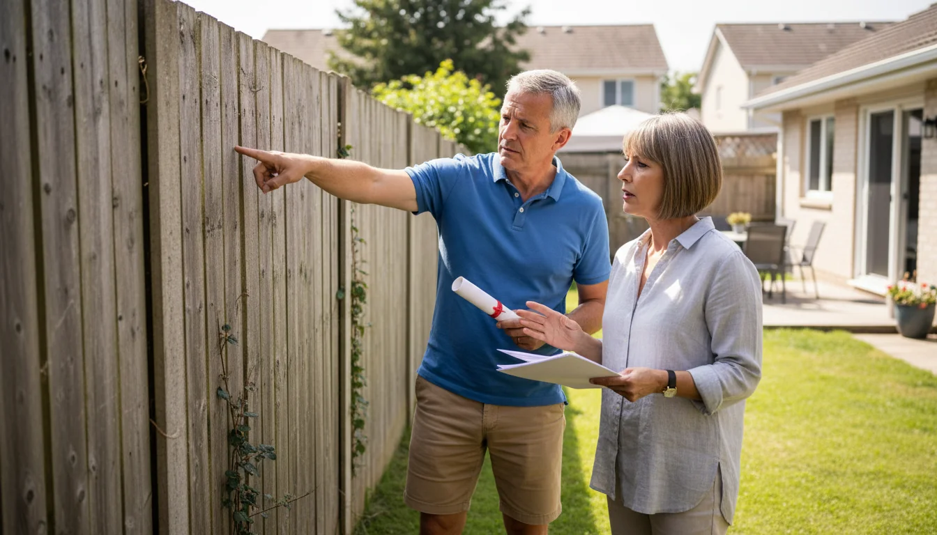 Neighbors discussing party wall agreement