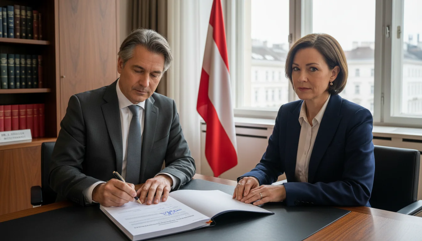 Austrian legal contract signing.