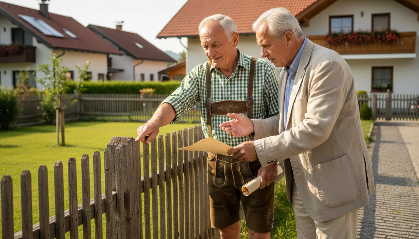 Neighbors discussing boundary agreement.