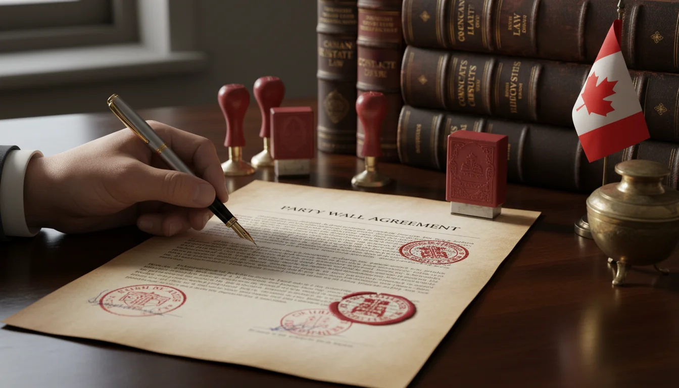 Legal document signing for party wall