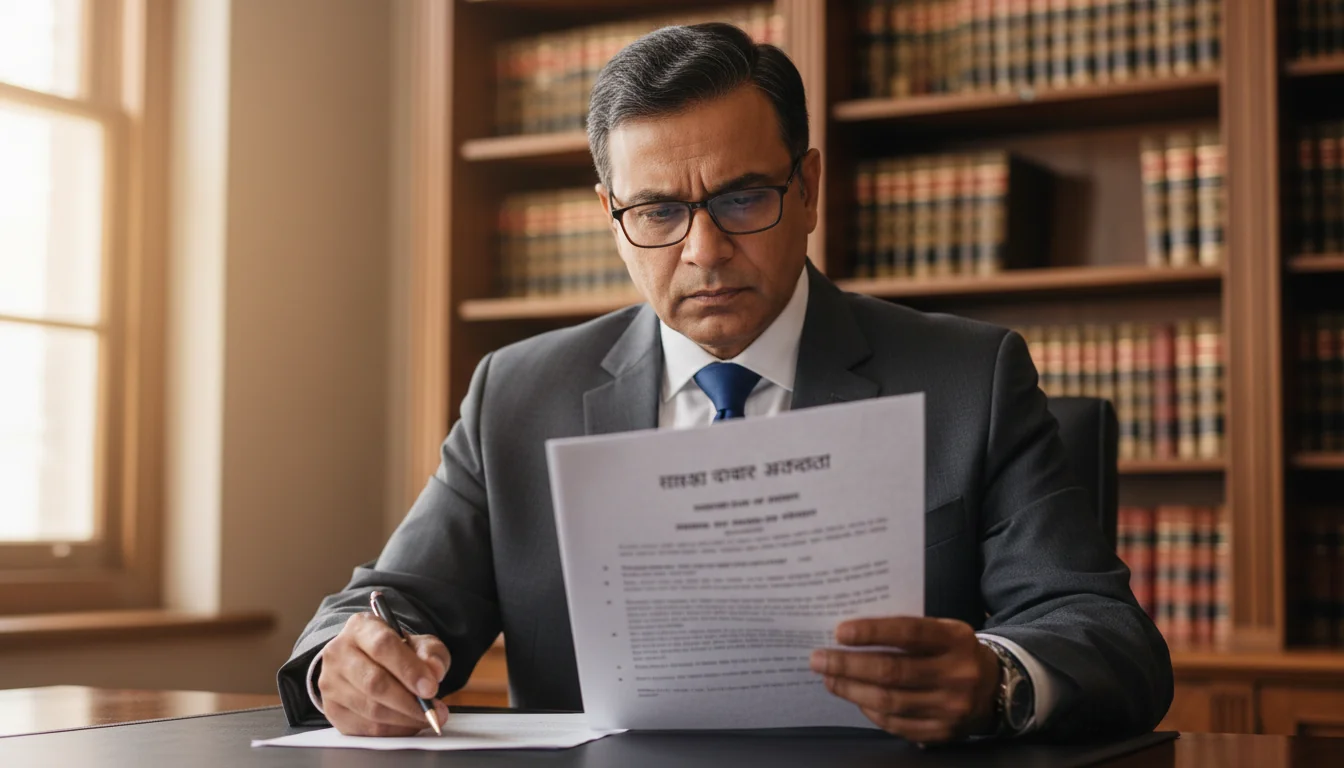 Indian lawyer reviewing partition agreement