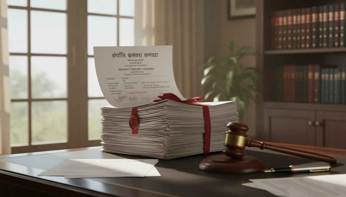 Legal documents on wooden desk