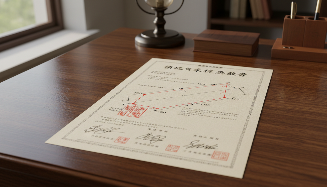 Japanese land boundary document close-up