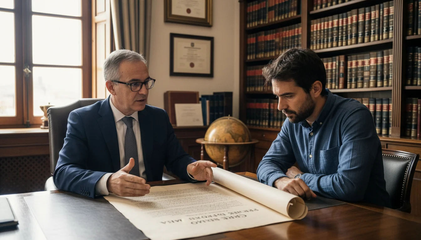 Lawyer explaining wall agreement