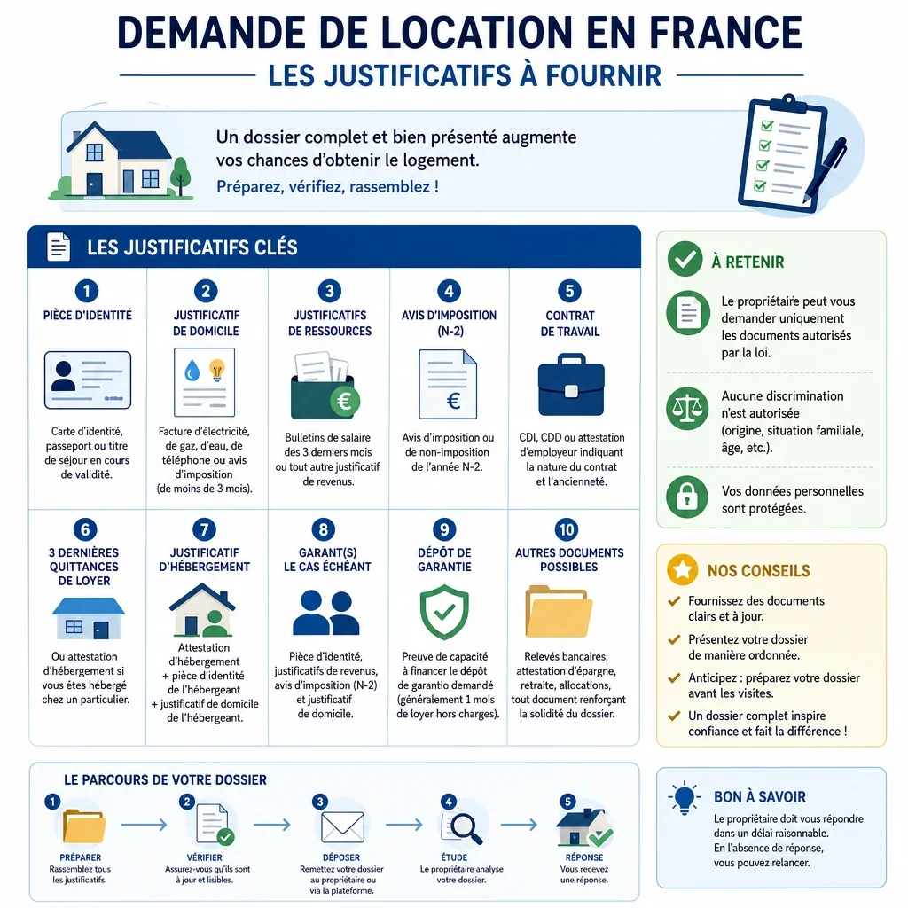Liste des justificatifs pour une demande de location