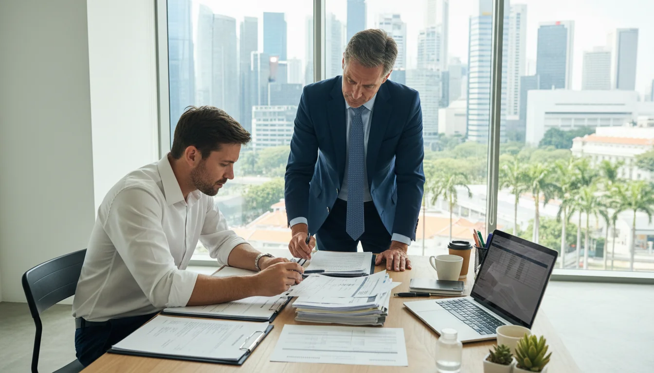 Agent reviewing tenancy paperwork
