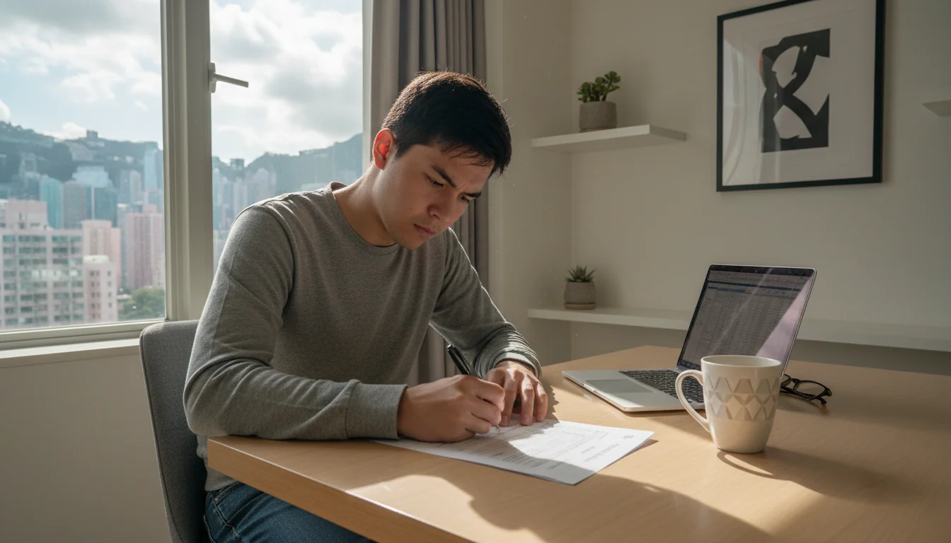 Person filling rental form