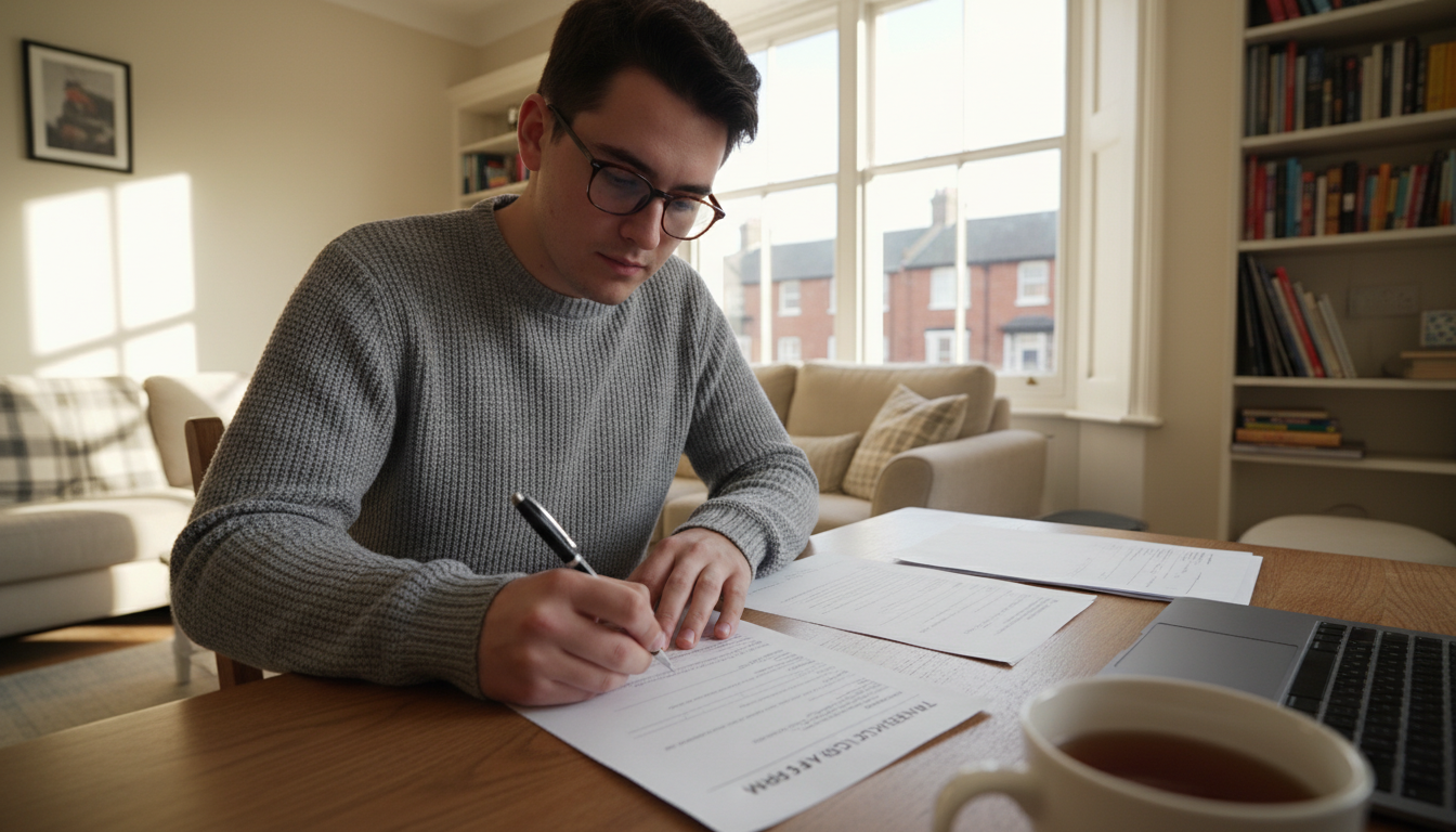 Person filling out tenancy form