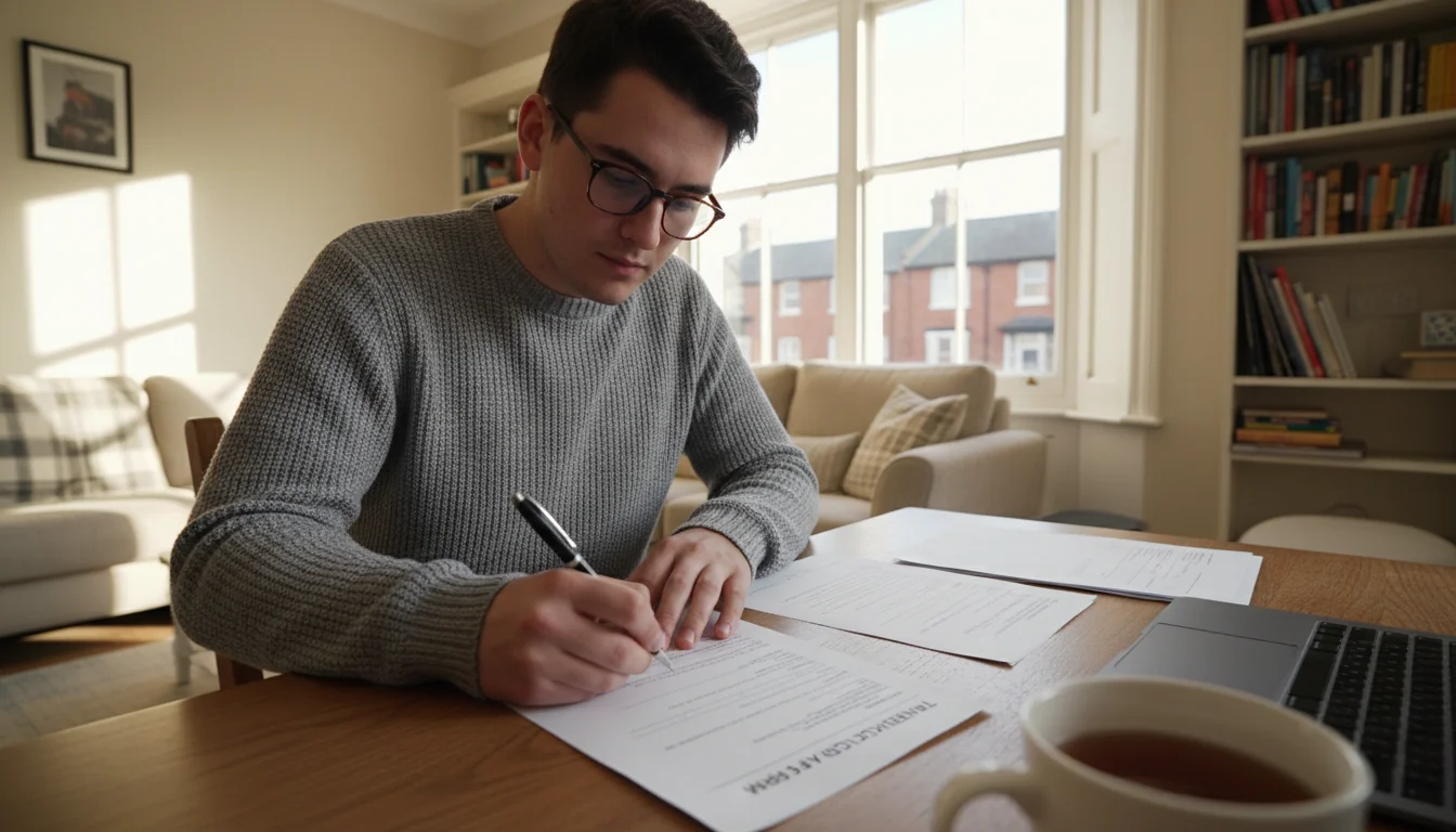 Person filling out tenancy form