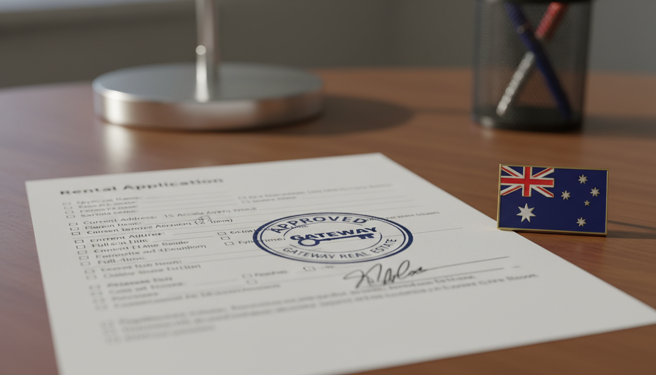 Completed rental form with approval stamp