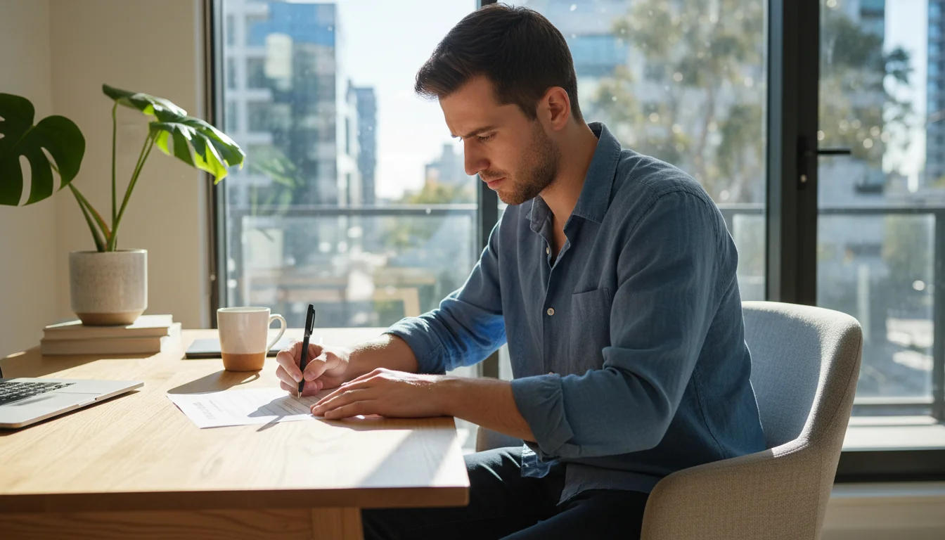 Person filling rental application form