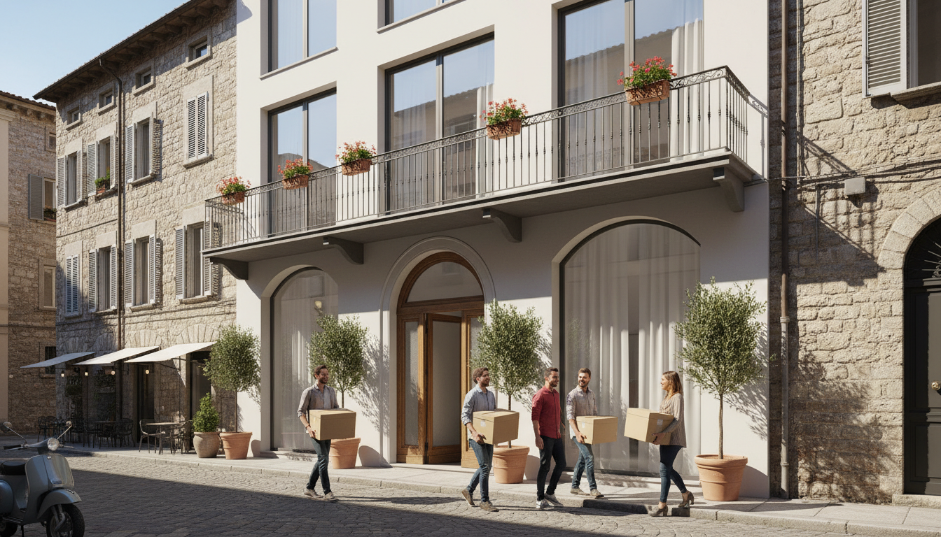 Modern Italian residential building exterior.