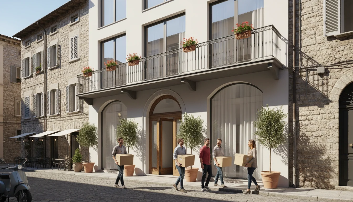 Modern Italian residential building exterior.