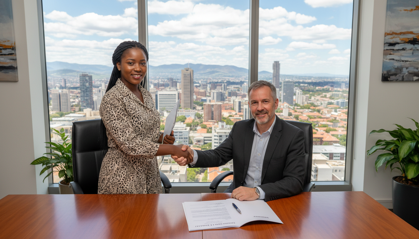 Signing lease contract with agent