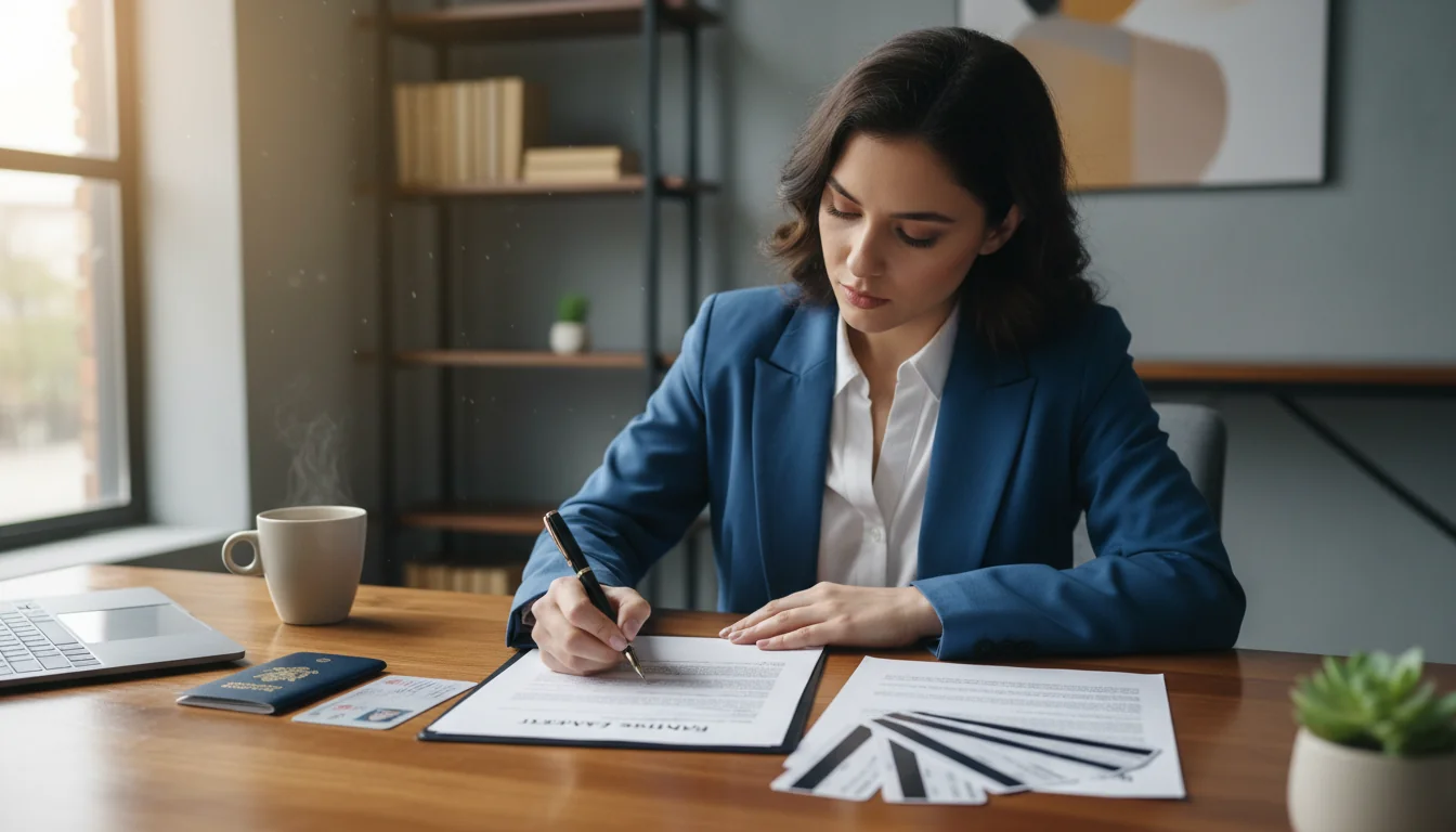 Person signing rental lease agreement