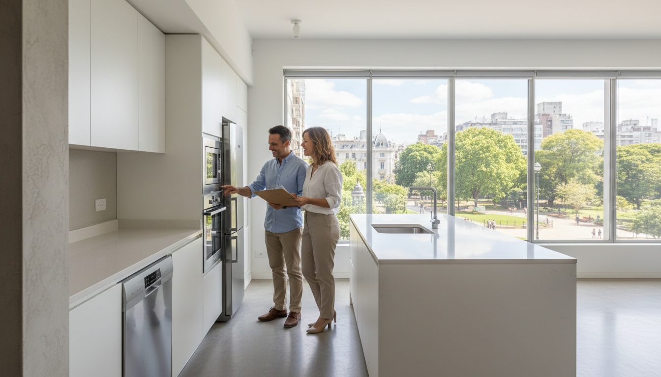 Inspecting apartment interior