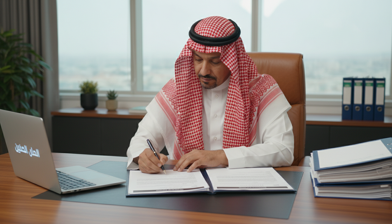 Saudi official signing rental contract