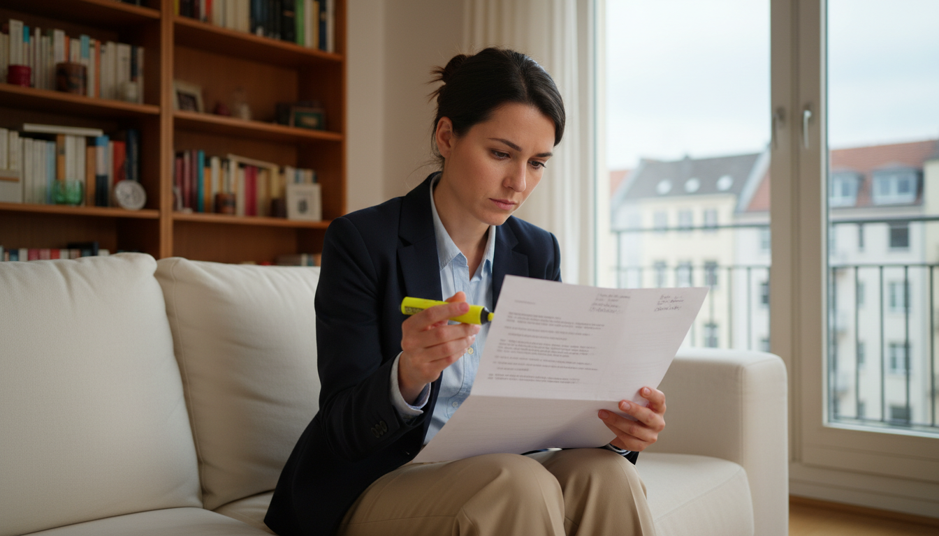 Adult reviewing lease agreement