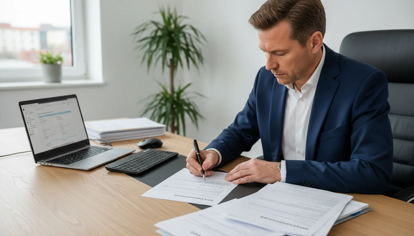 Person signing rental contract