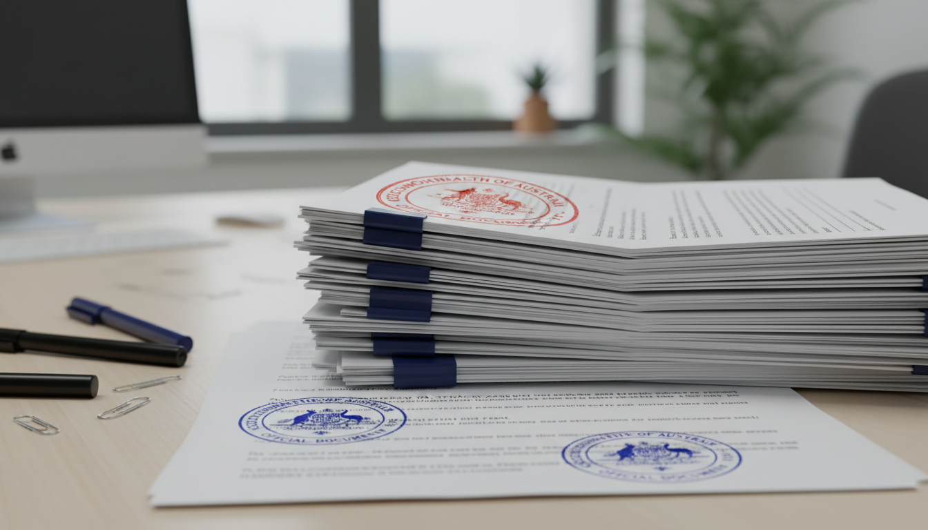 Australian rental agreement documents stack