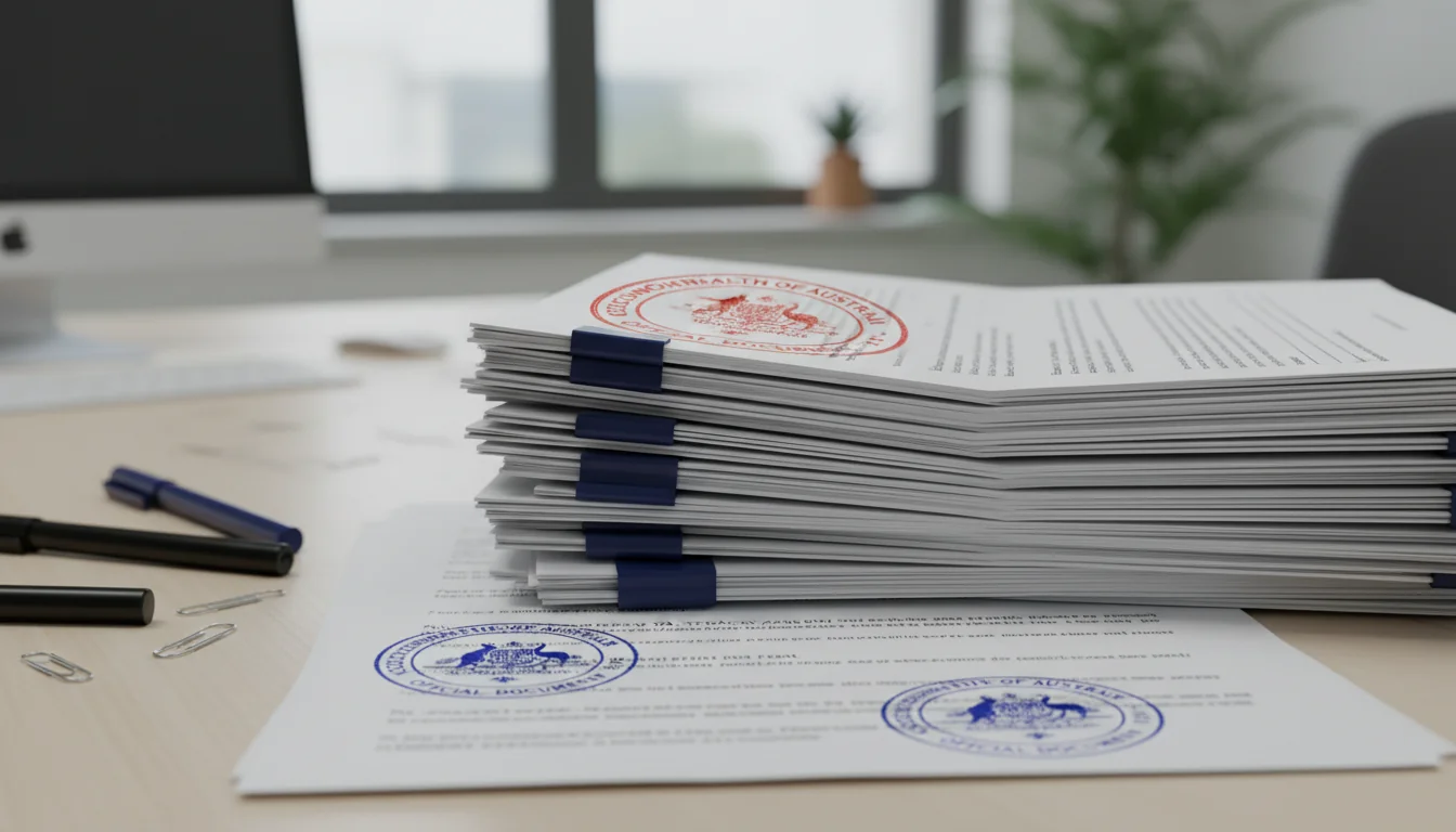 Australian rental agreement documents stack