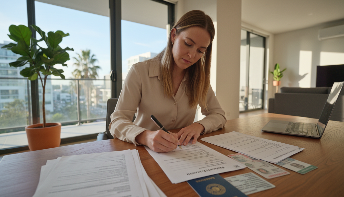 Person signing rental application form