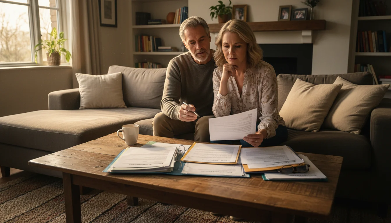 Couple reviewing tenancy rental documents