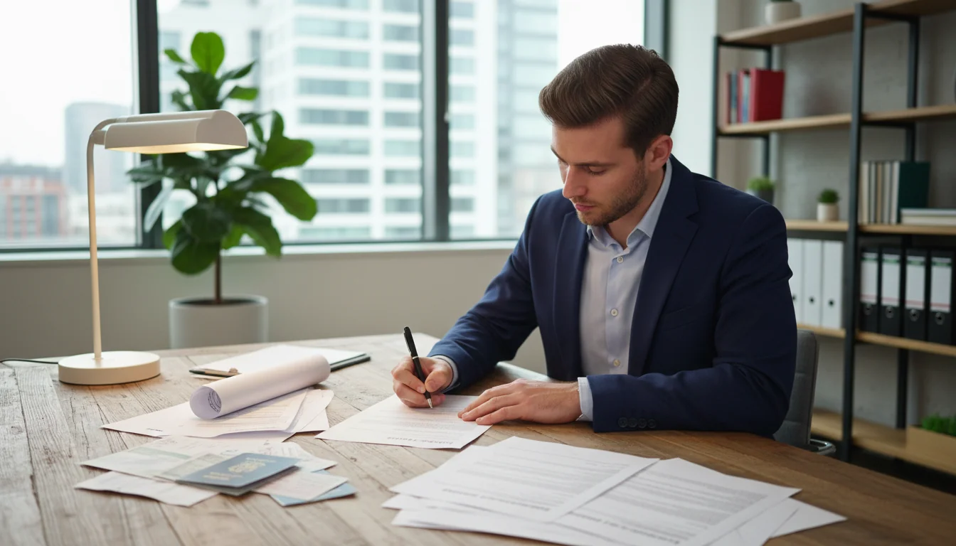 Professional signing rental lease contract