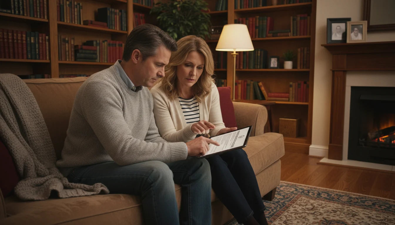 Couple reviewing rental agreement