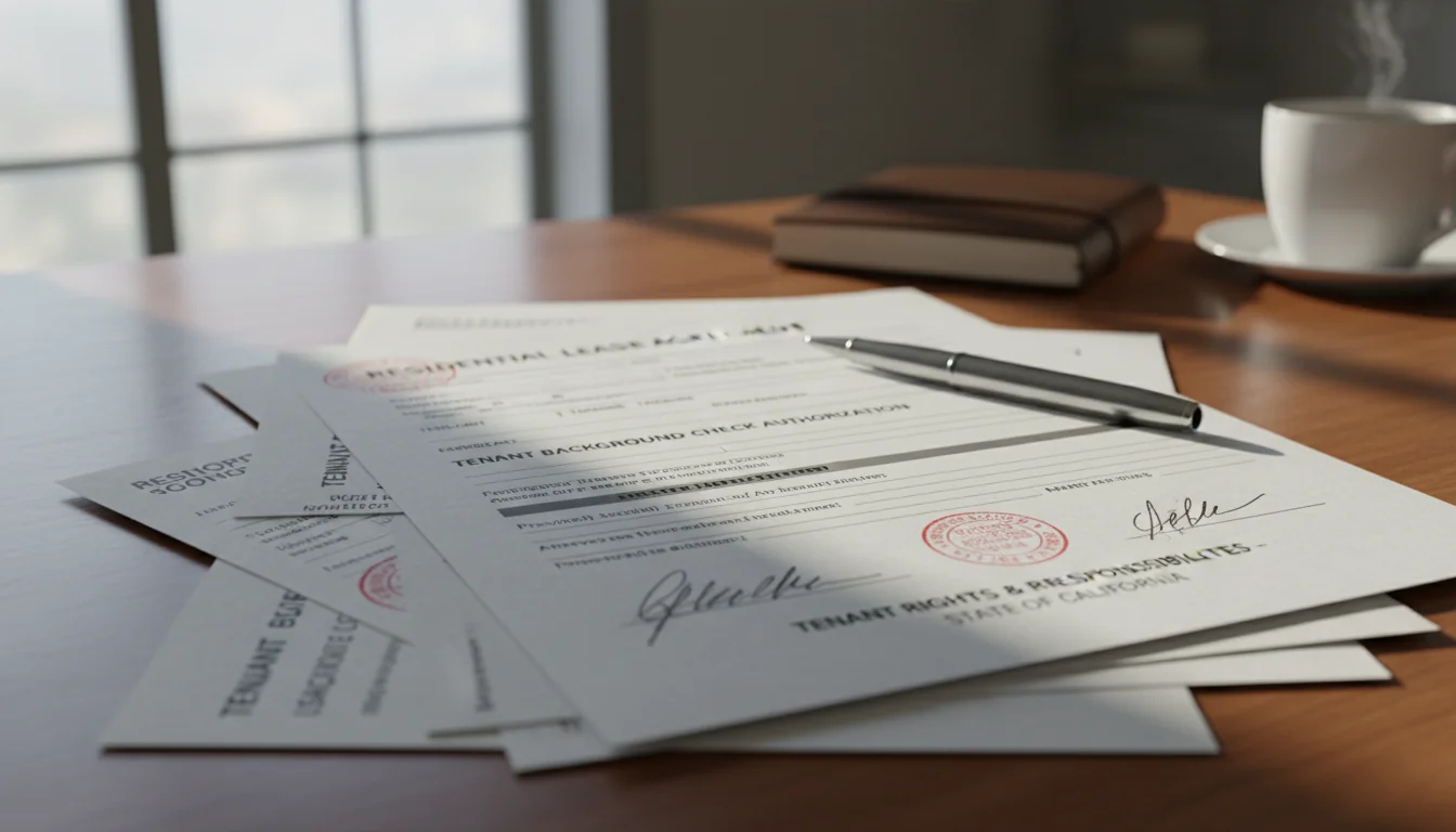 Stack of US rental legal documents