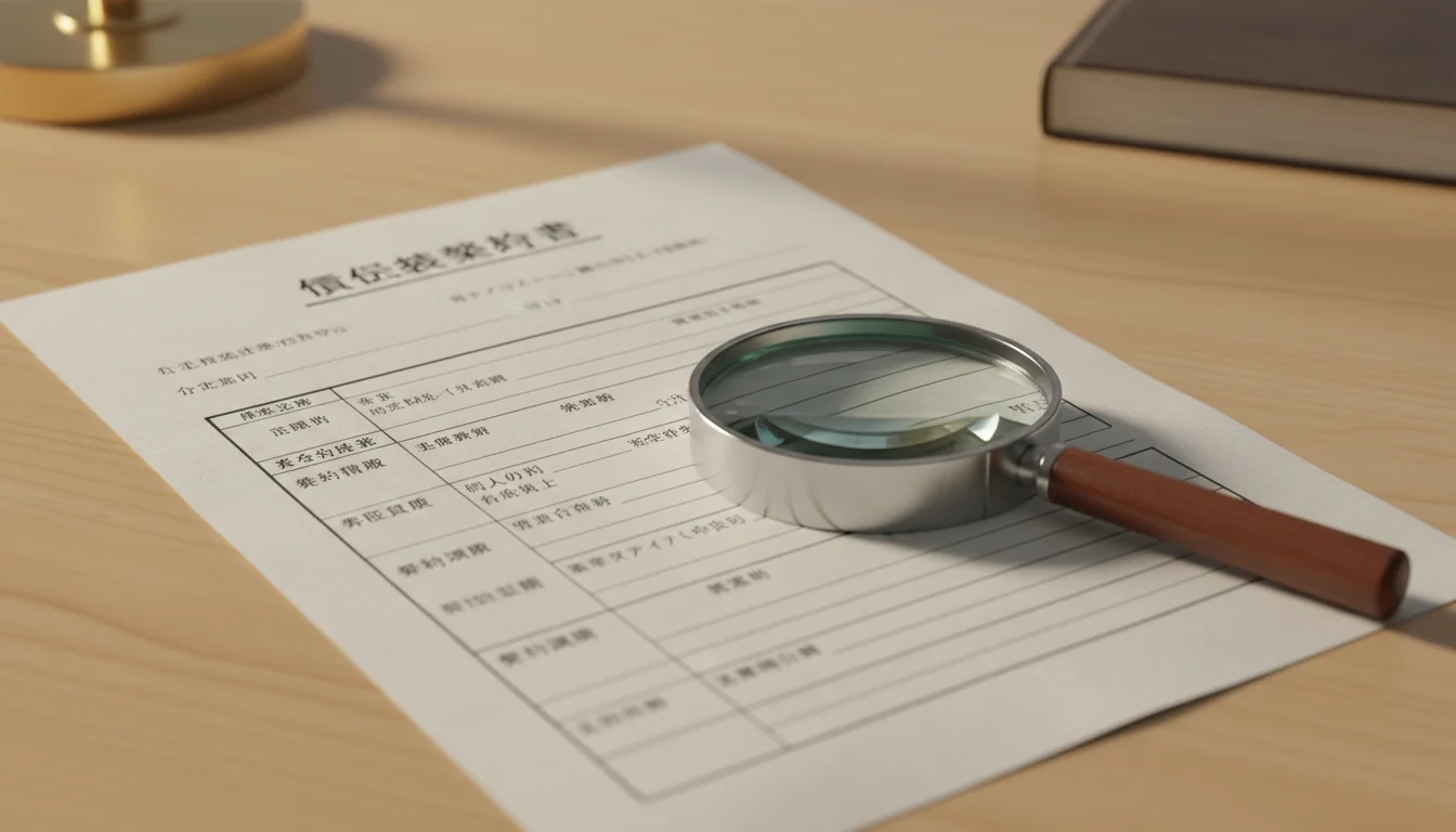 Japanese rental contract on table