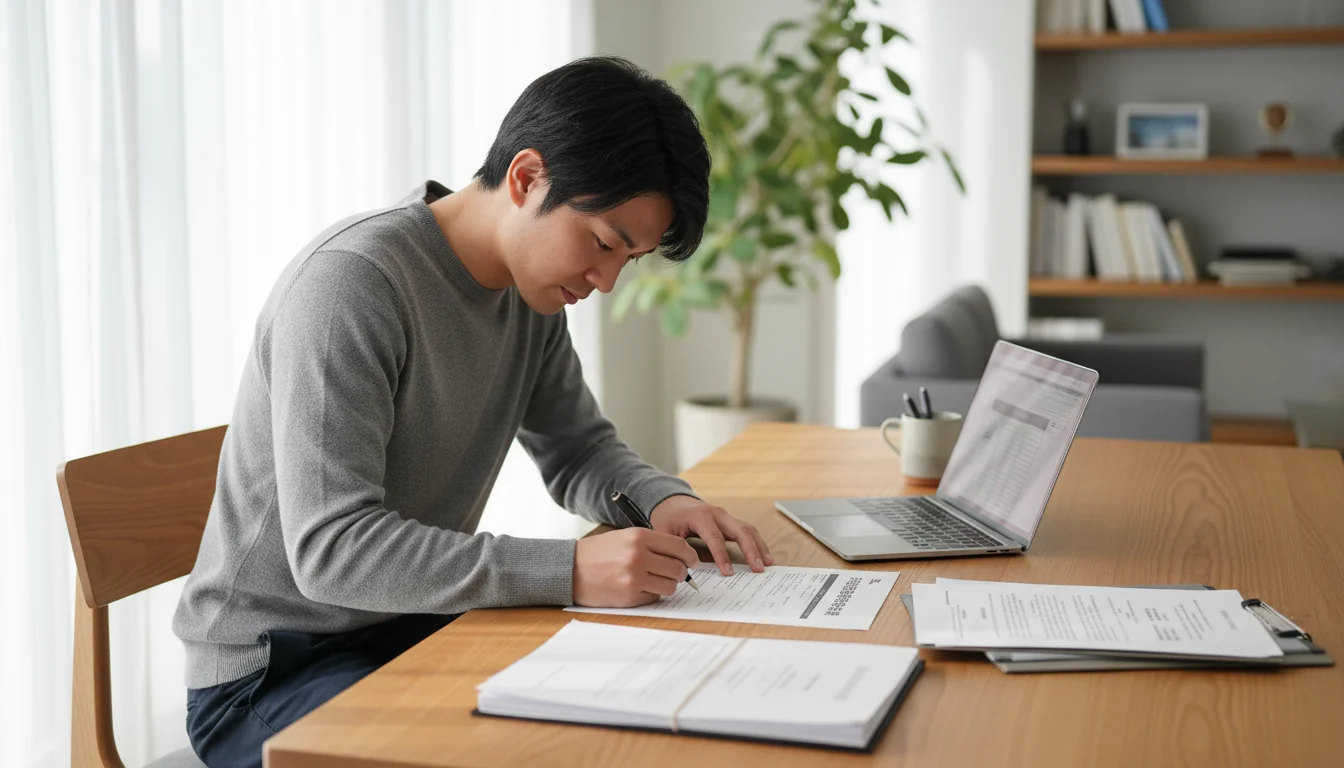 Person signing rental application form