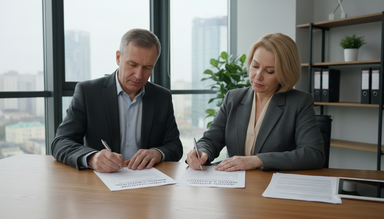 Person signing rental contract