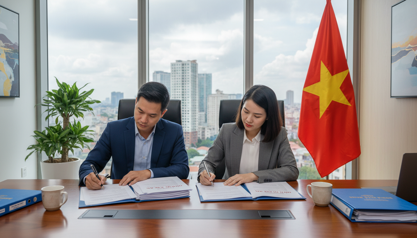 Vietnamese rental contract signing