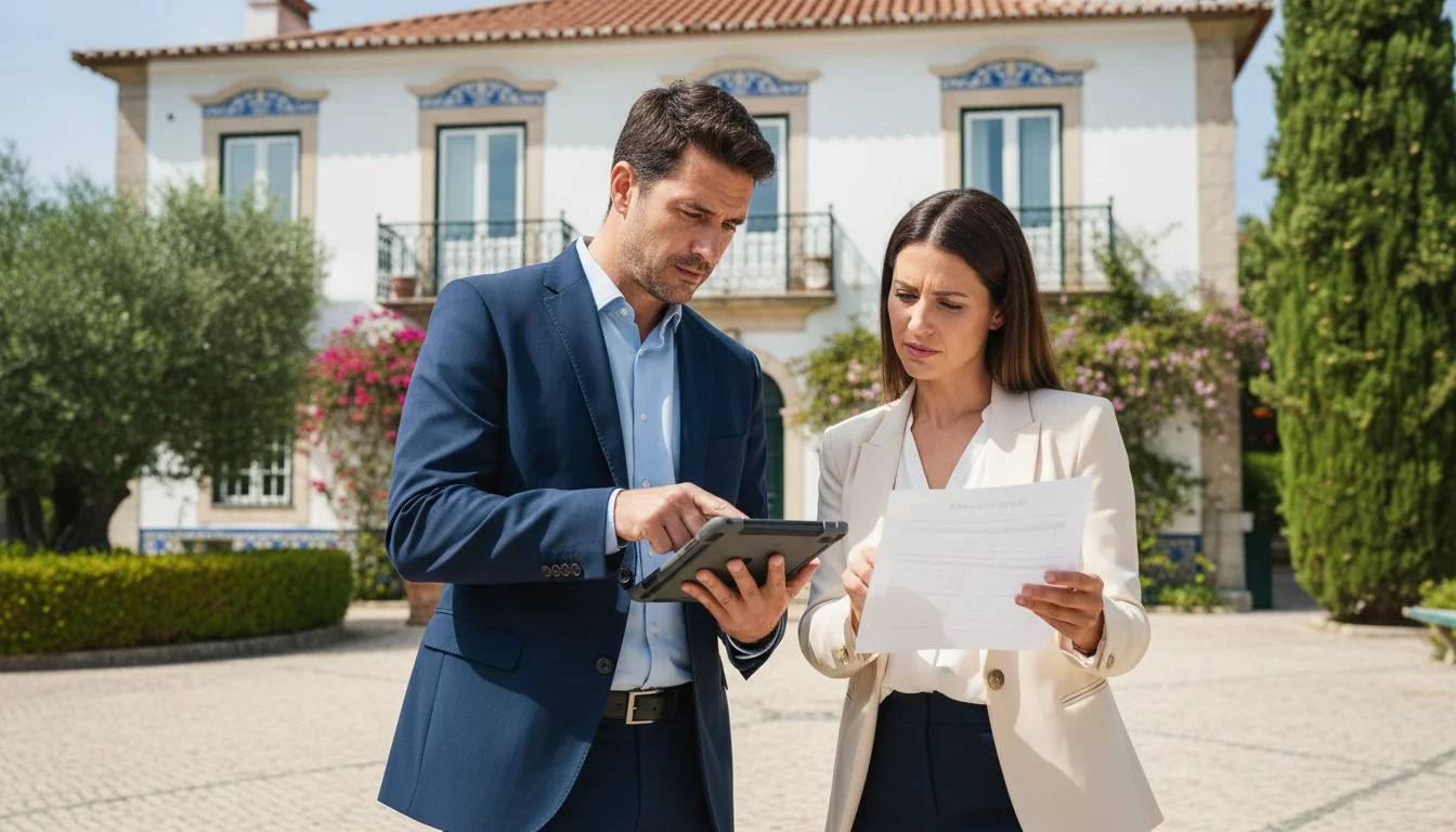 Team reviewing inspection checklist outdoors.