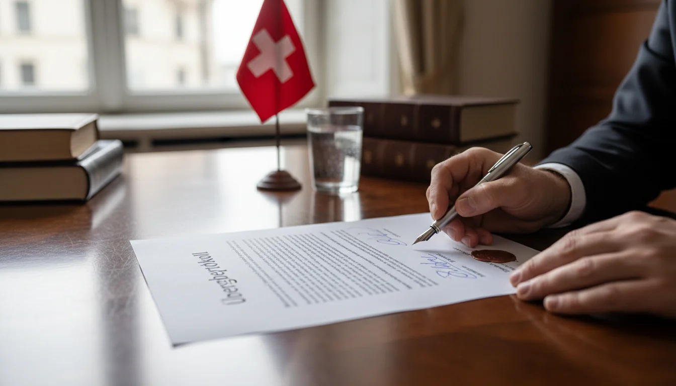Swiss legal handover document close-up