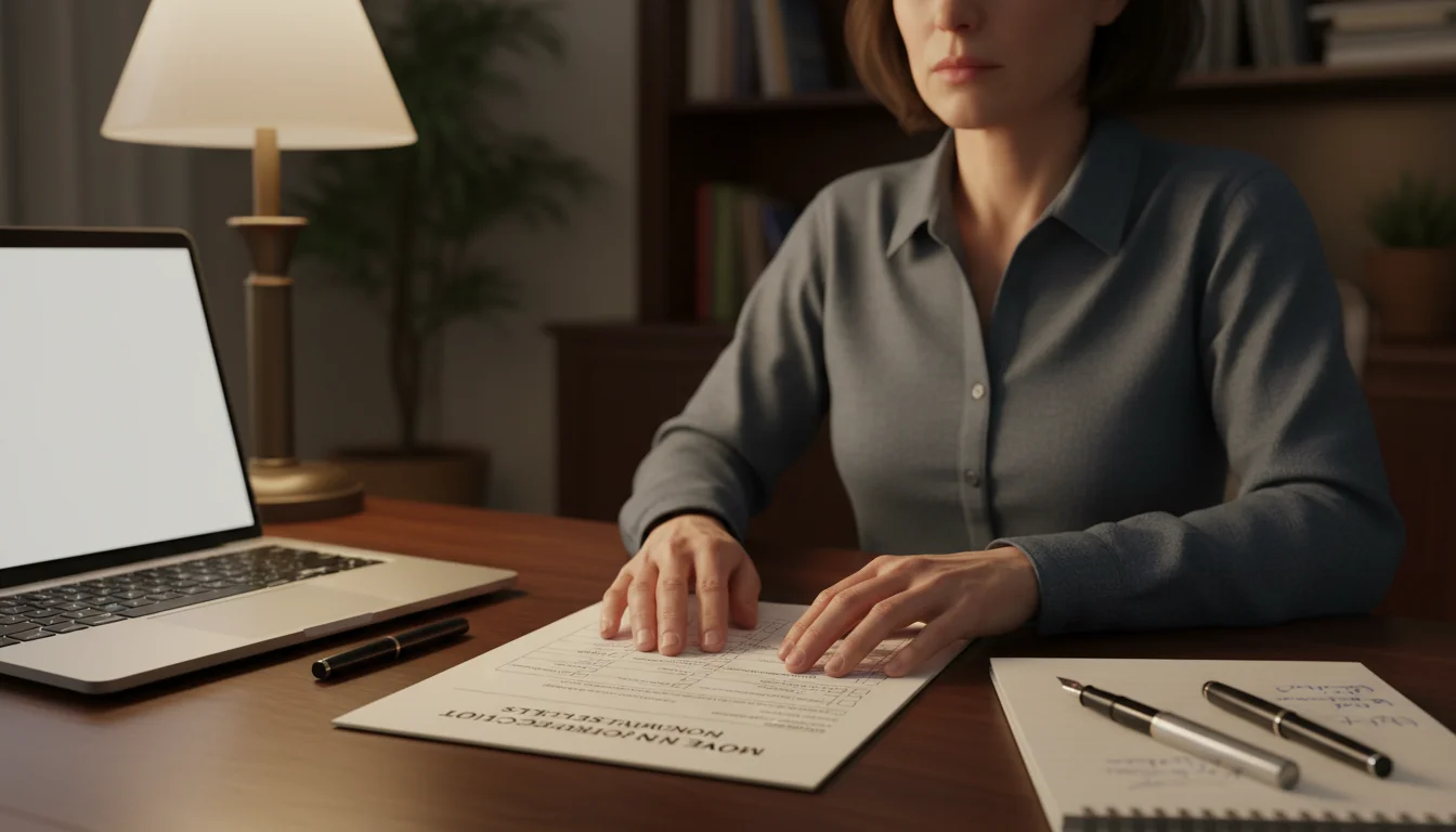 Person reviewing lease agreement closely