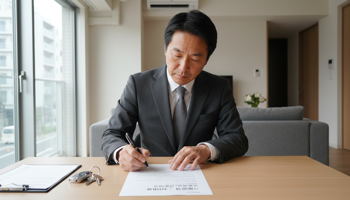 Adult signing rental inspection form